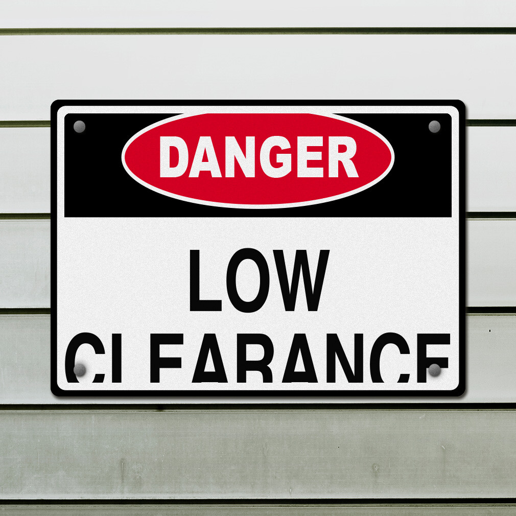 Horizontal Metal Sign Danger Low Clearance Hazard Weatherproof Street Signage