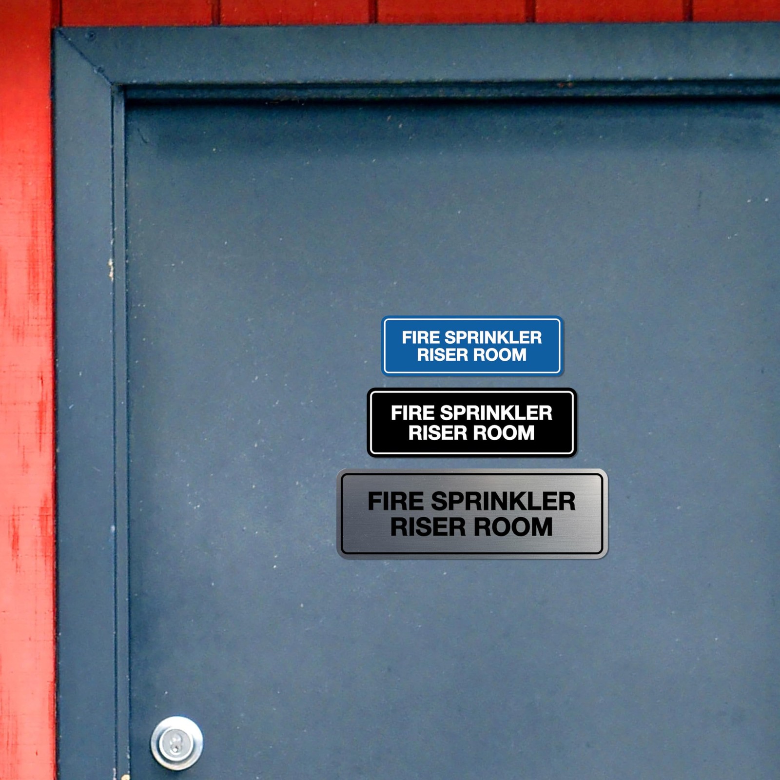 Standard Fire Sprinkler Riser Room Sign Red Large 1 Pack Wall Signage