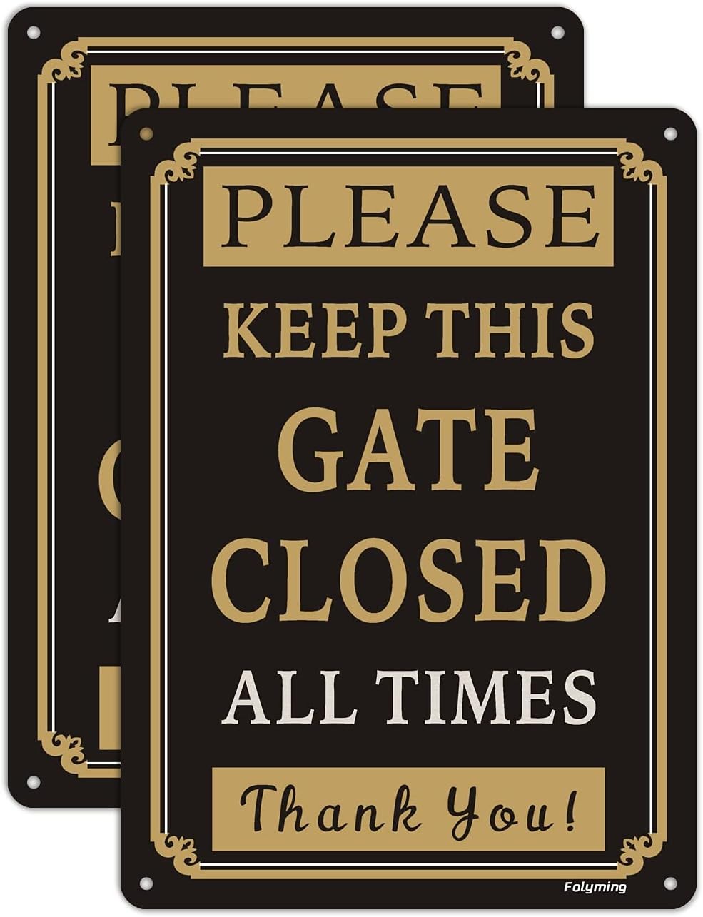 2 Pack Please Keep Gate Closed at All Times Signs 10 X 7 Inches Metal Reflective
