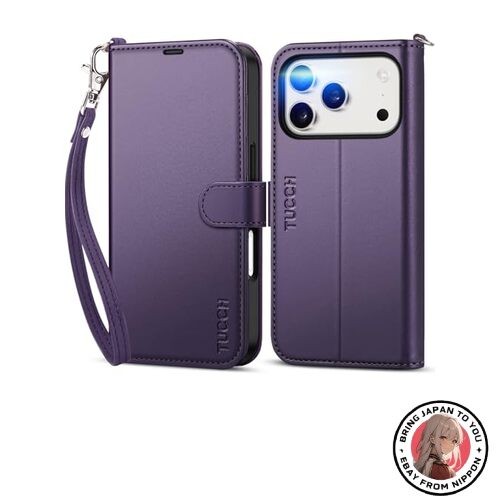 New TUCCH iPhone 17 Pro 6.3-inch Folio Case with Strap Four Card Slots RFID