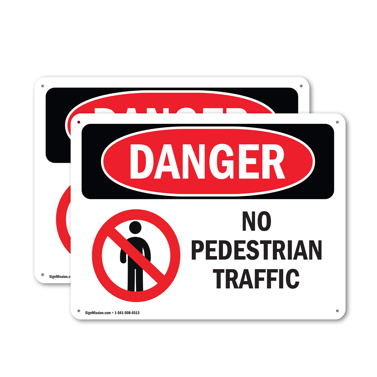 (2 Pack) No Pedestrian Traffic OSHA Danger Sign Decal Metal Plastic