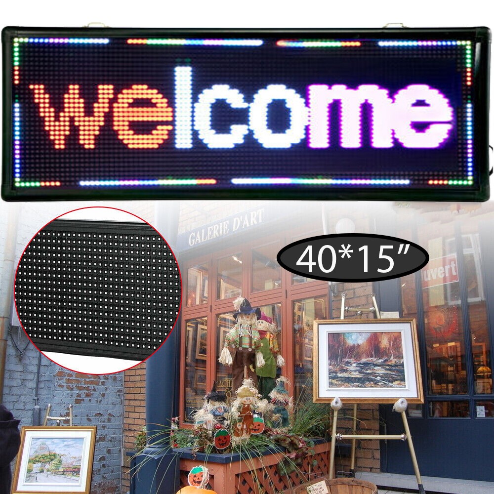 LED 3-Color Programmable Scrolling Message Open Sign Display Board 40″ X 15″