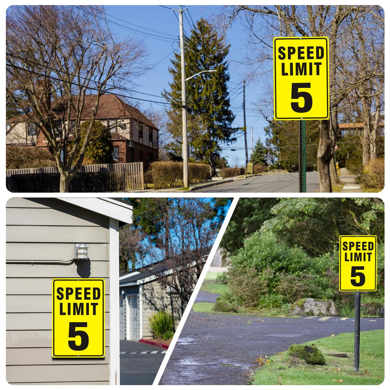 2 PCS Speed Limit 5 MPH Sign For Street 18×12 Inch Large Aluminum Reflective