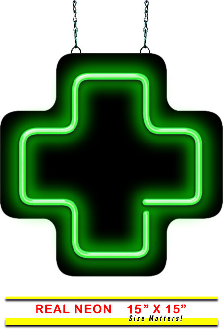 Medical Cross Neon Sign REAL Neon Window Sign Ready for Immediate Shipment