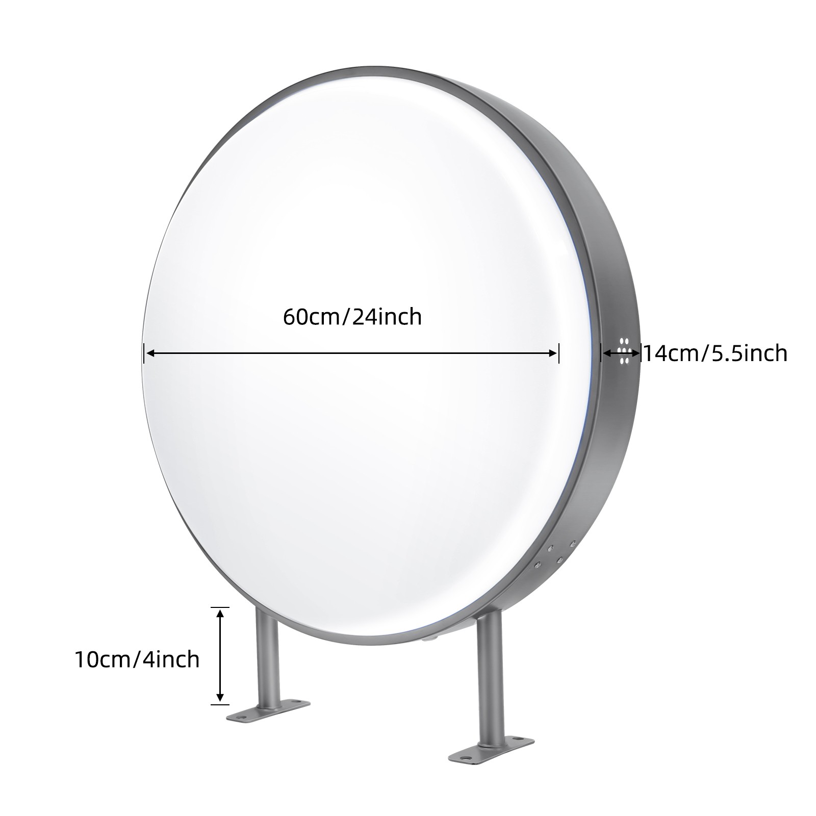 24Inch LED Round Sign Light Box Advertising Projecting Light Box Double Sided