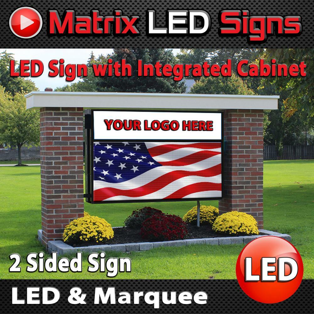 LED Sign Outdoor Full Color & integrated Lighted Cabinet on top 2 Sided Programm