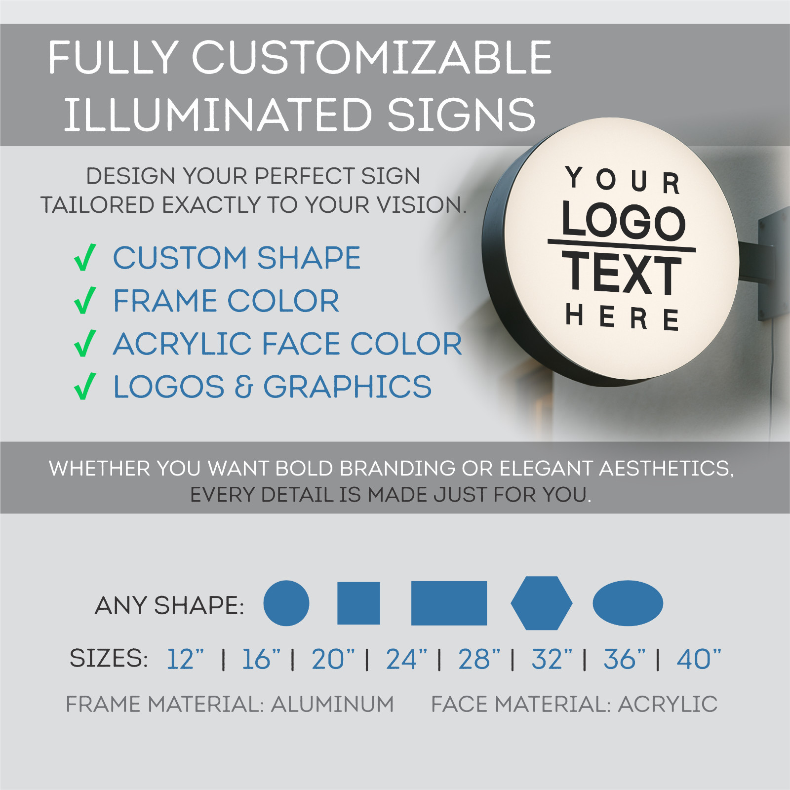 Personalized Two-Sided Blade Sign-Custom Storefront & Café Illuminated Light Box