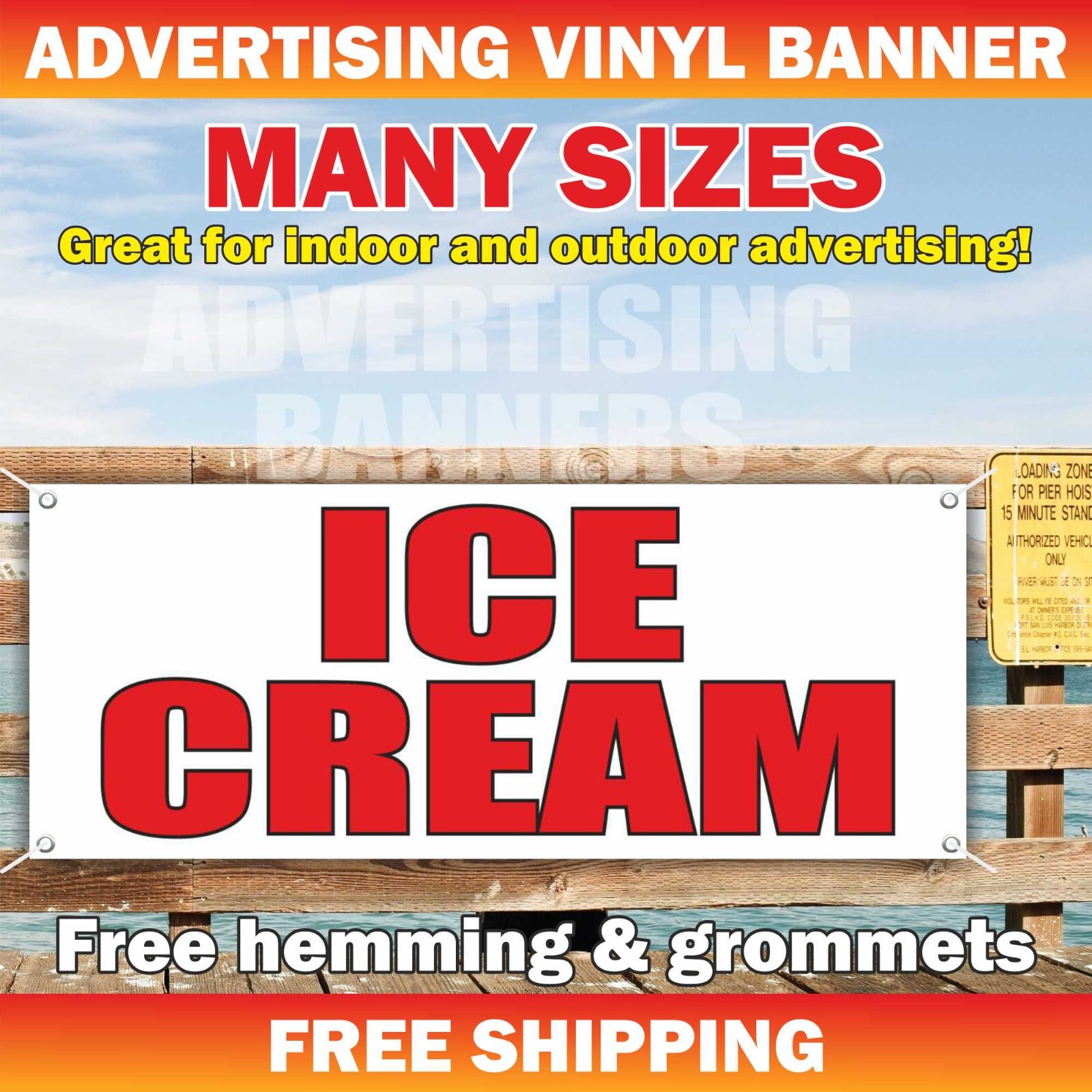ICE CREAM Advertising Banner Vinyl Mesh Sign BATIDOS DE HELADO MILKSHAKES slush