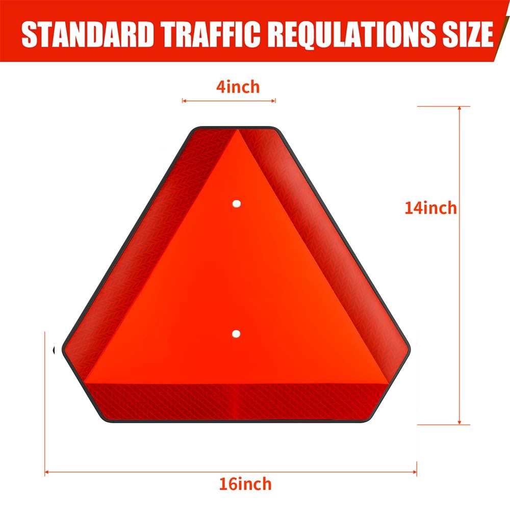 Slow Moving Vehicle Safety Sign Reflective Triangle for Golf Cart