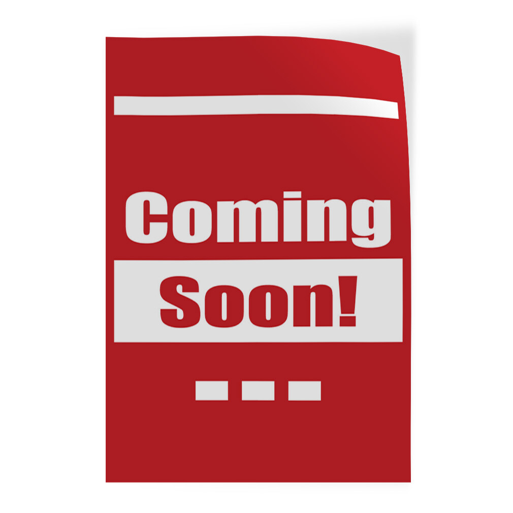 Door Decals Vertical Vinyl Stickers Multiple Sizes Coming Soon Red Vinyl