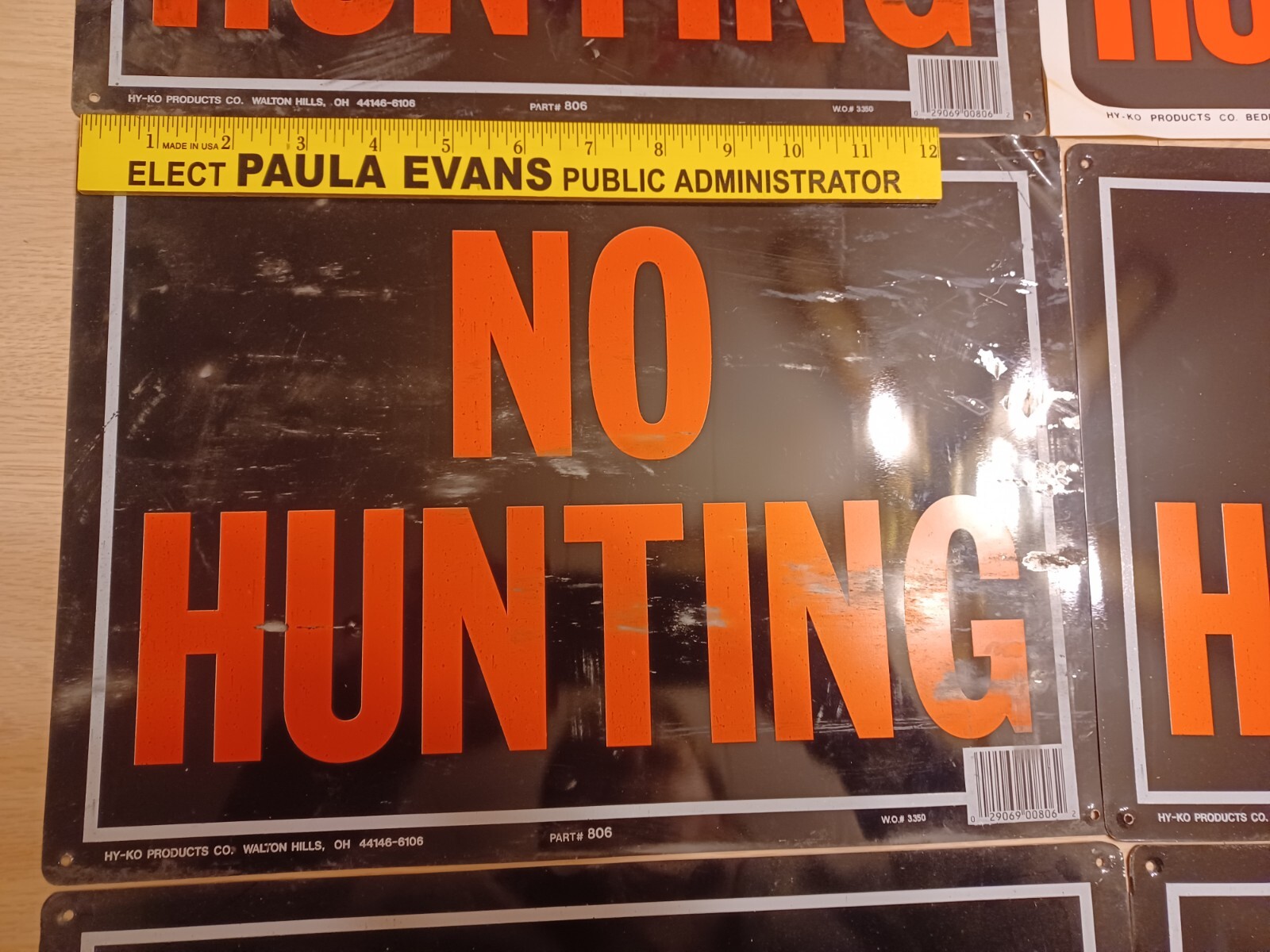 Lot of 13 HY-KO Products ”NO HUNTING/TRESPASSING Metal(10) & Plastic Signs(3)