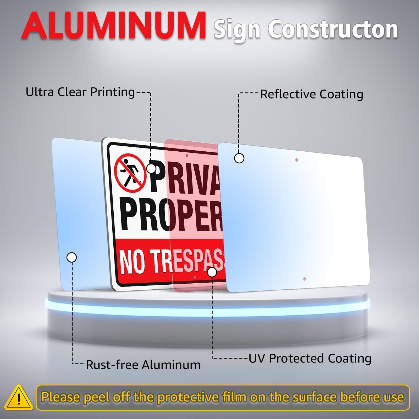 No Trespassing Sign Private Property 14×10 Rustproof Aluminum 36 Inch Stake 2