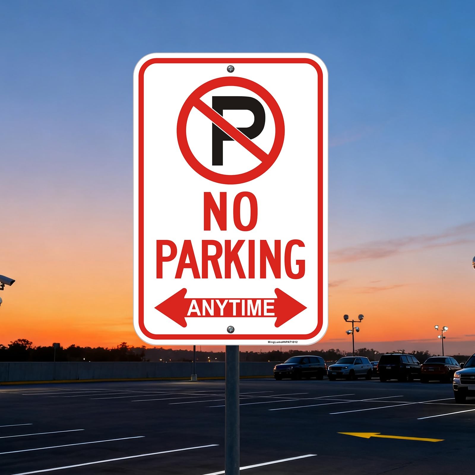 2 Pack Large No Parking Anytime Signs with Arrow, 18×12 Inch RustFree Reflect…
