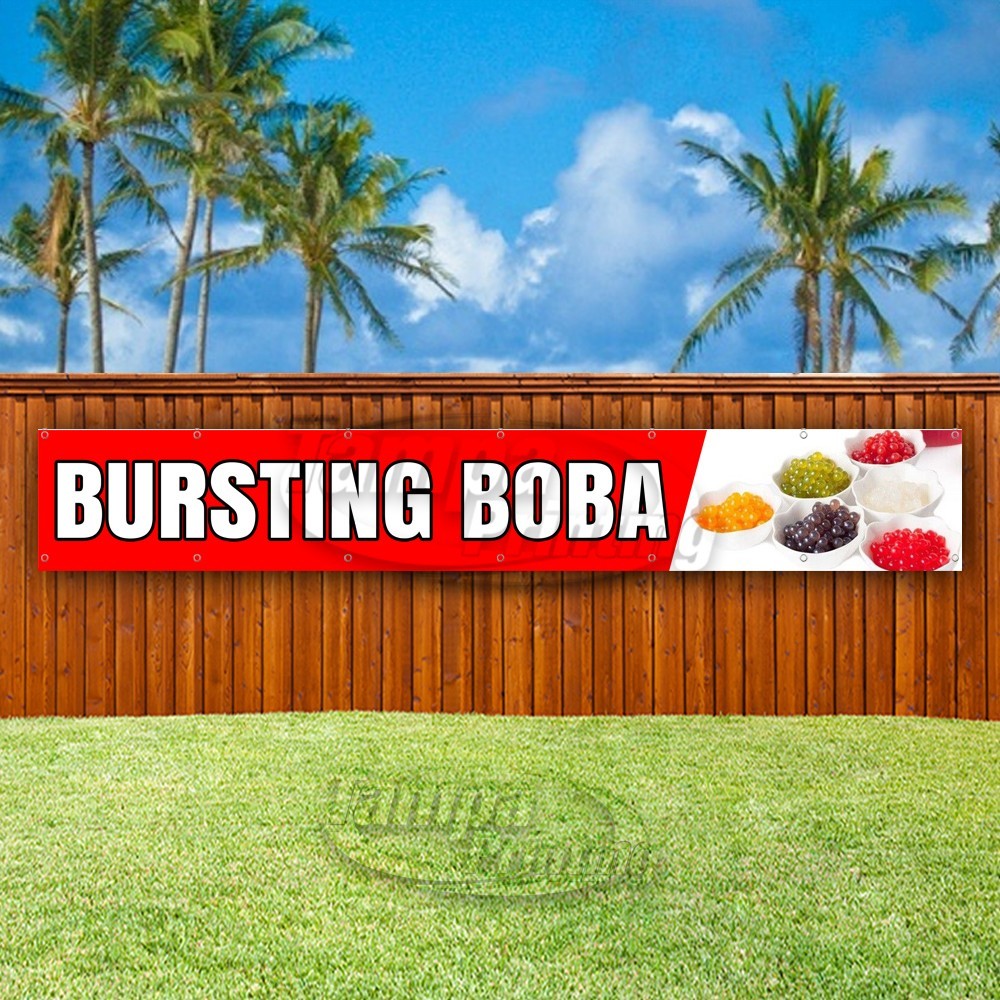 BURSTING BOBA Advertising Drinks Tea Cafe Vinyl Banner Flag Sign USA XL01525