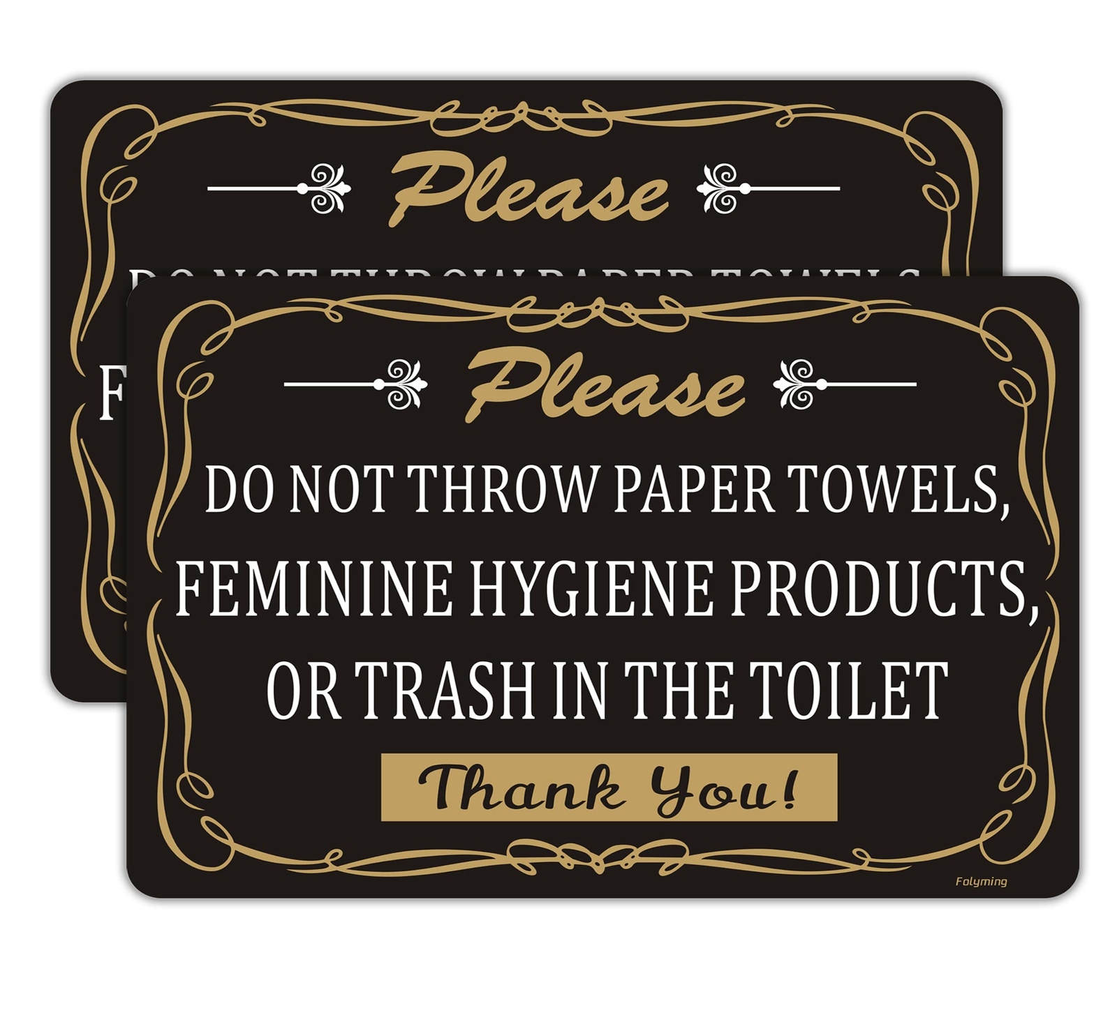 2 Pack Do Not Throw Paper Towels Feminine Hygiene Products Or Trash In The To…