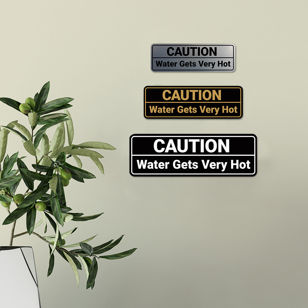 Standard Caution Water Gets Very Hot Wall or Door Sign Multipack