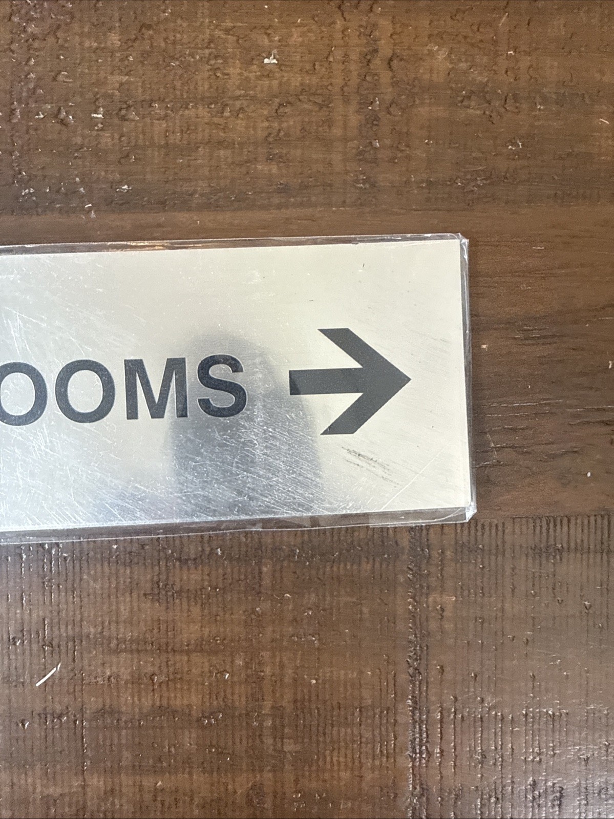 Basic Restrooms Right Arrow Directional Sign Durable Material Silver 3″ x 9″