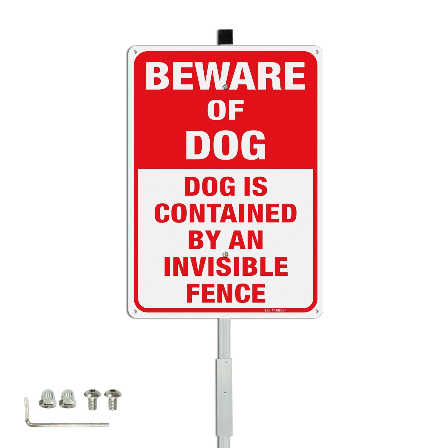 Large Beware of Dog Sign with 36″ Stake for Outside 14″x10″ .040 Rust Free H…