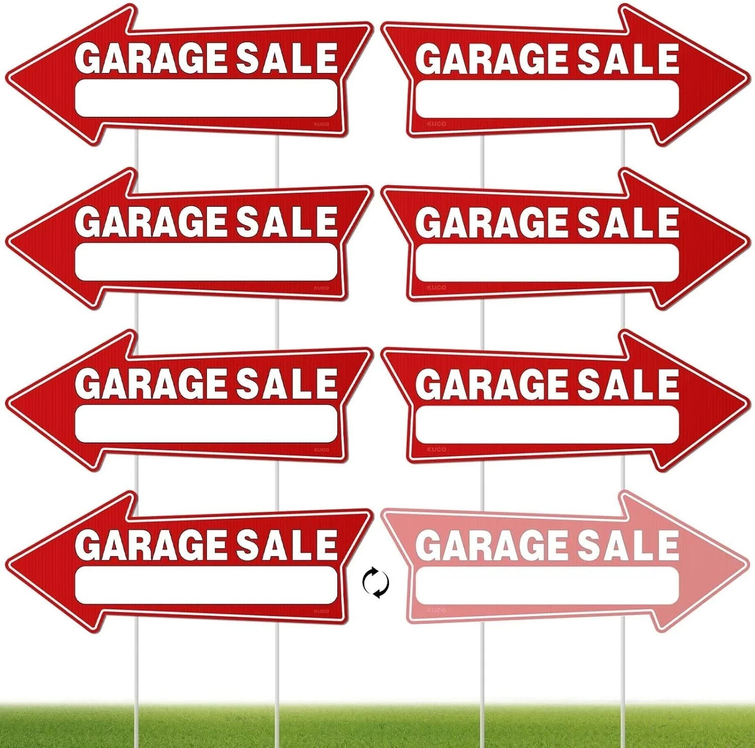 7 PC Garage Sale Signs with Stakes, 17″ X 6″, Double-Sided Garage Sale Arrows Ya