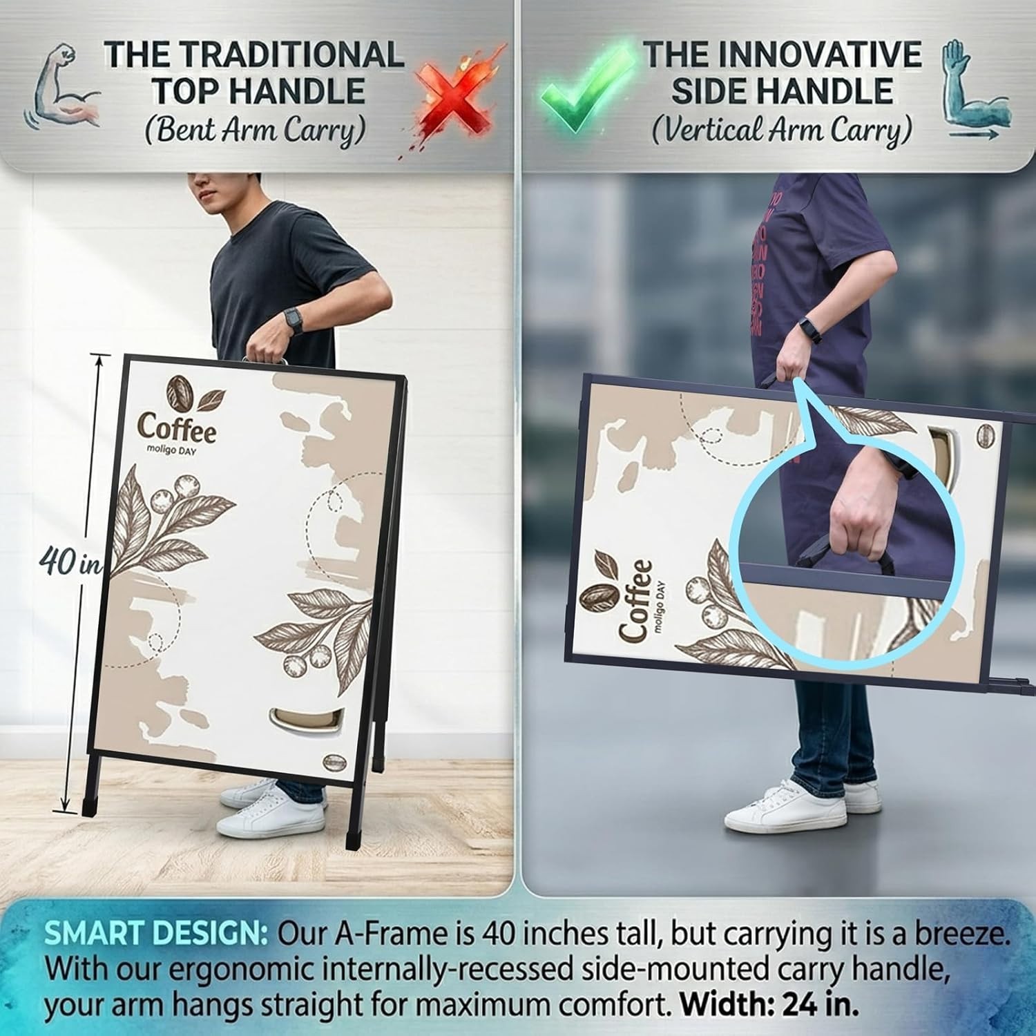 Versatile 24×36 Inch A Frame Sign Holder for Bar, Office, and Promotions