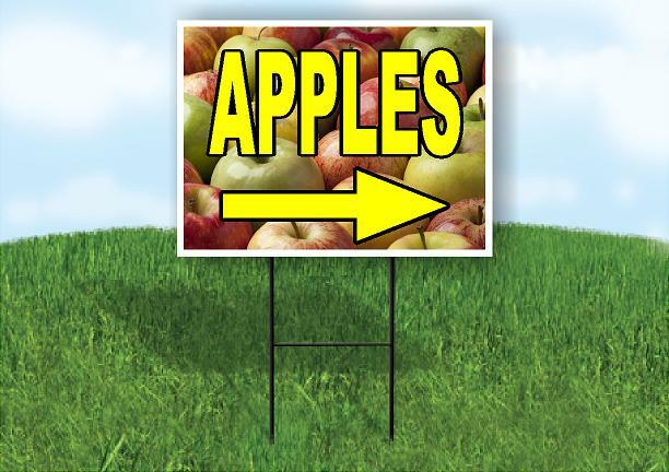 APPLES RIGHT ARROW W YELLOW Yard Sign Road with Stand LAWN SIGN Single sided