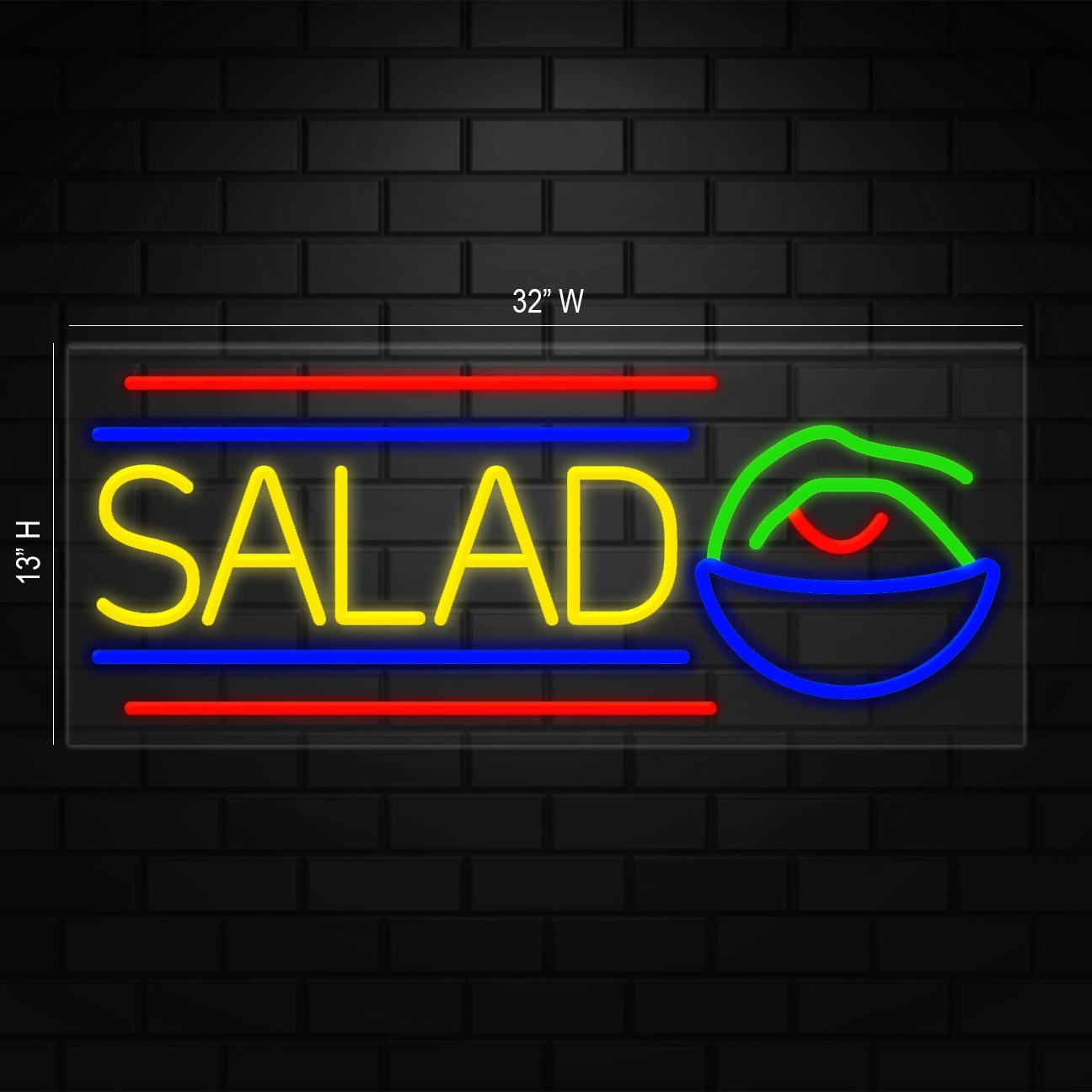 Salad Sign for Business Displays | LED Flex Neon | 32″W x 13″H x 1″D