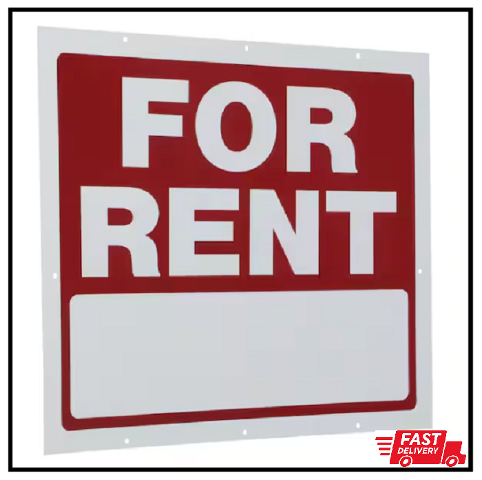 18 In. X 24 In. Red and White Plastic for Rent Sign