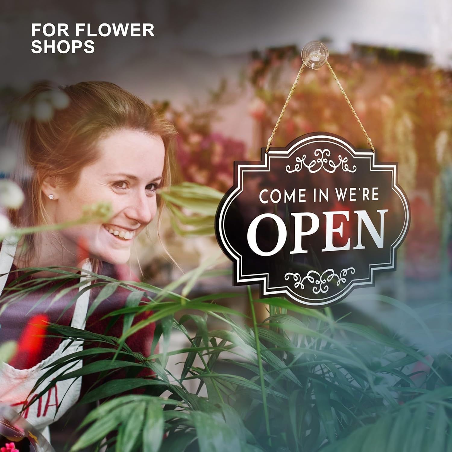 11×8 Open Signs – Double Sided Open Closed Sign Business Hours Hanging Rope Hour