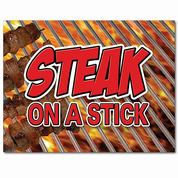 STEAK ON A STICK DECAL sticker meat steak beef bbq grill restaurant food