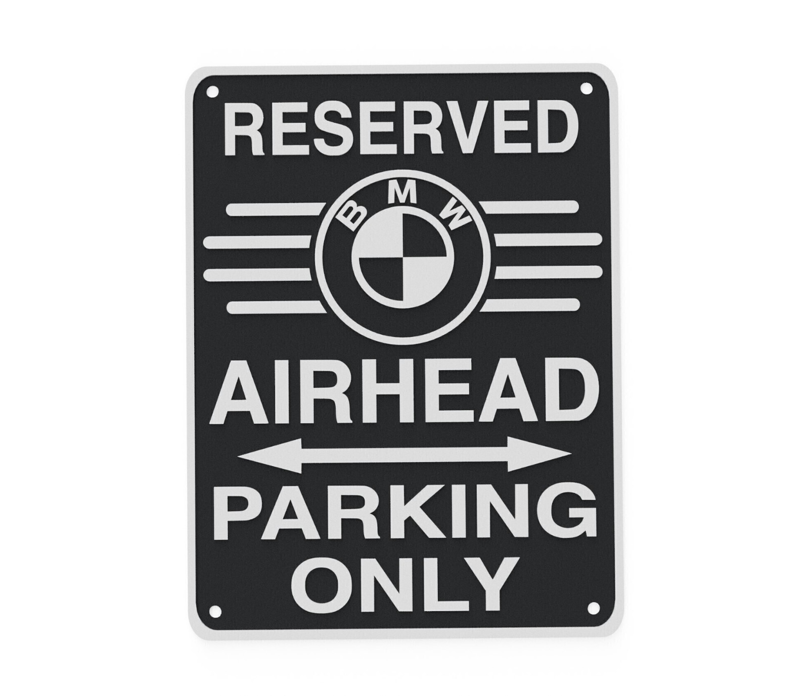 BMW Workshop Garage Parking Hard Plastic Sign Black and White
