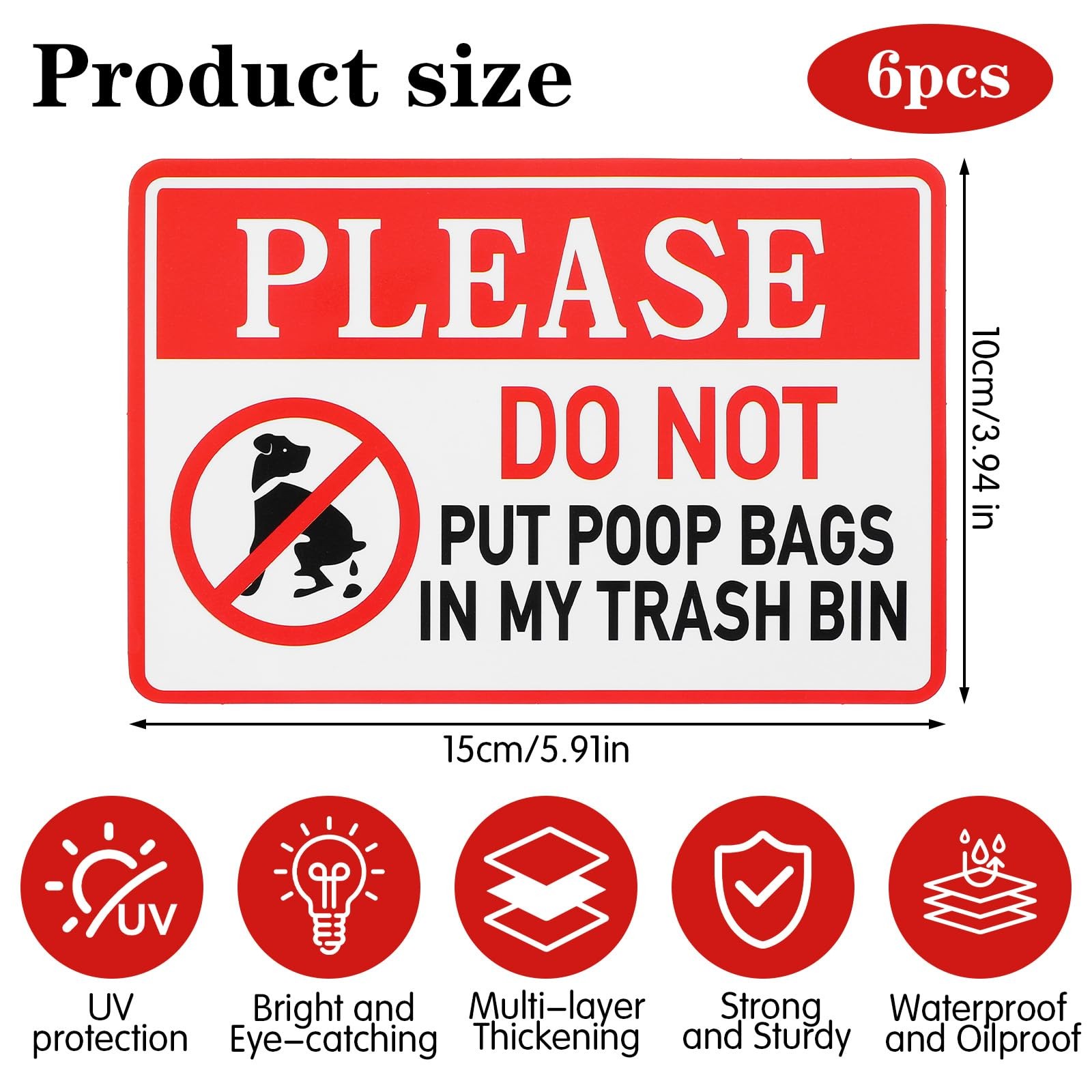 6 Pcs Please Do Not Put Poop Bags In My Trash Bin Sticks, Yard No Dog Poop St…