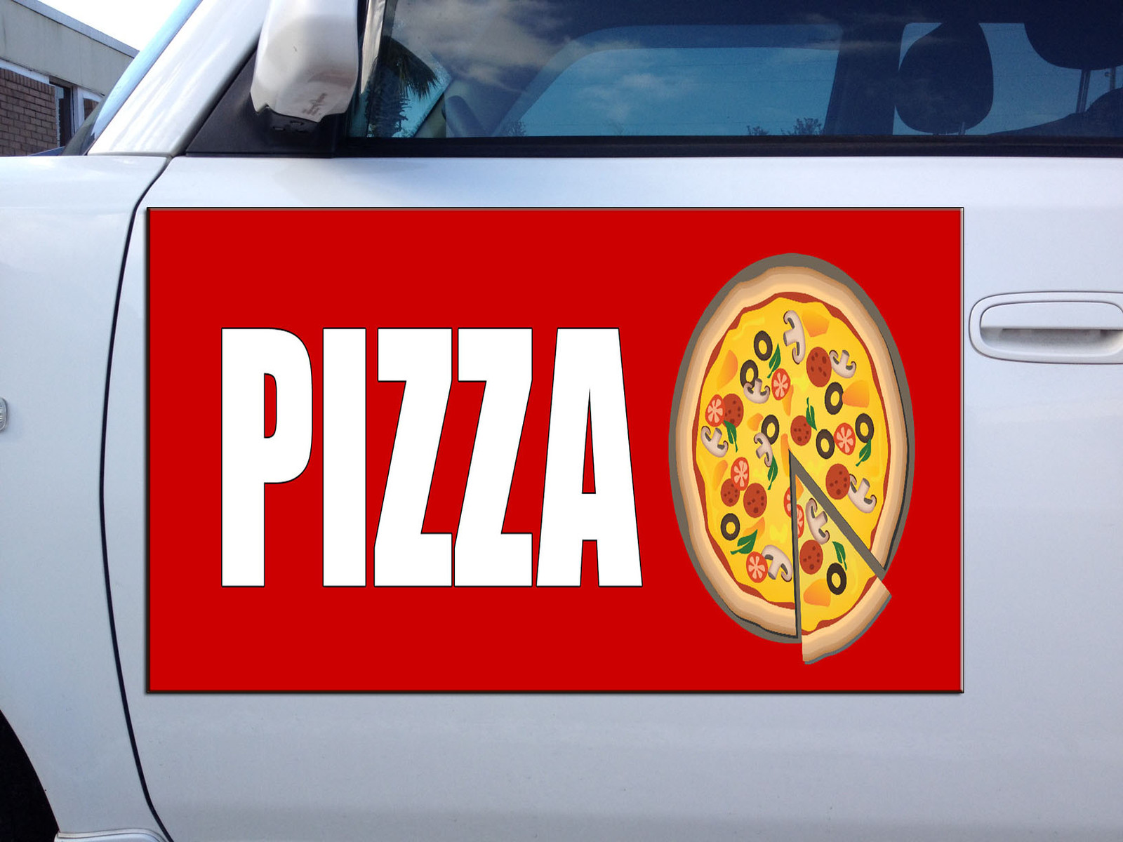 Pizza Food Fair Promotion Business Corrugated Car Door Magnet Sign-QTY 2