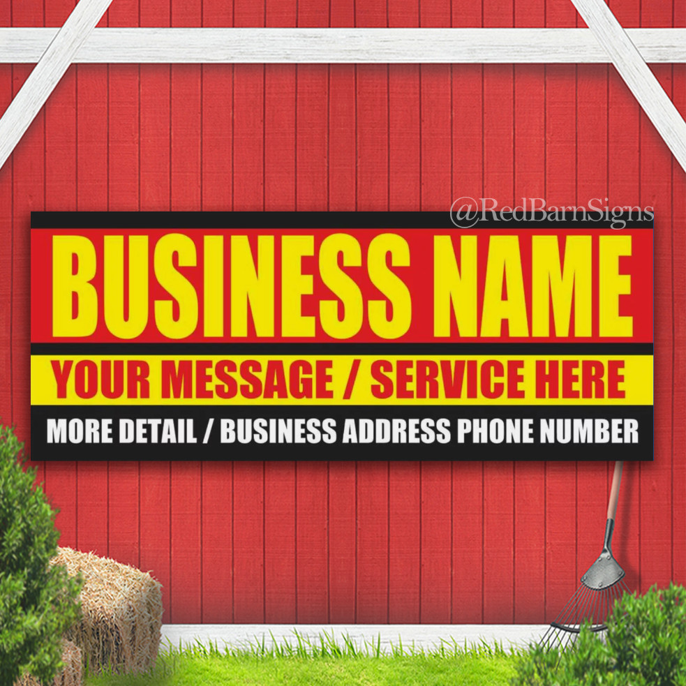 BUSINESS NAME MESSAGE SERVICE HERE custom Indoor Outdoor Banner Sign