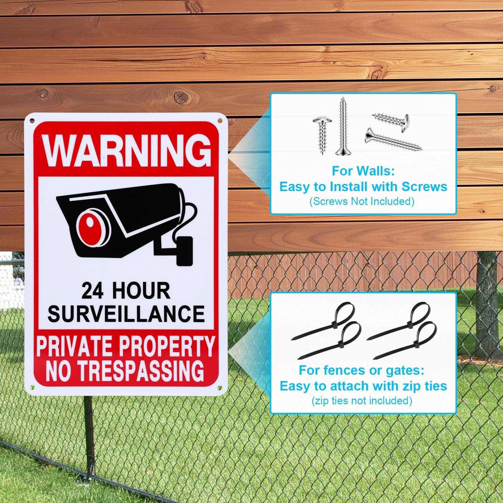 2-Pack Private Property Video Surveillance Signs, 2025 Version, 10 x 7 Inches
