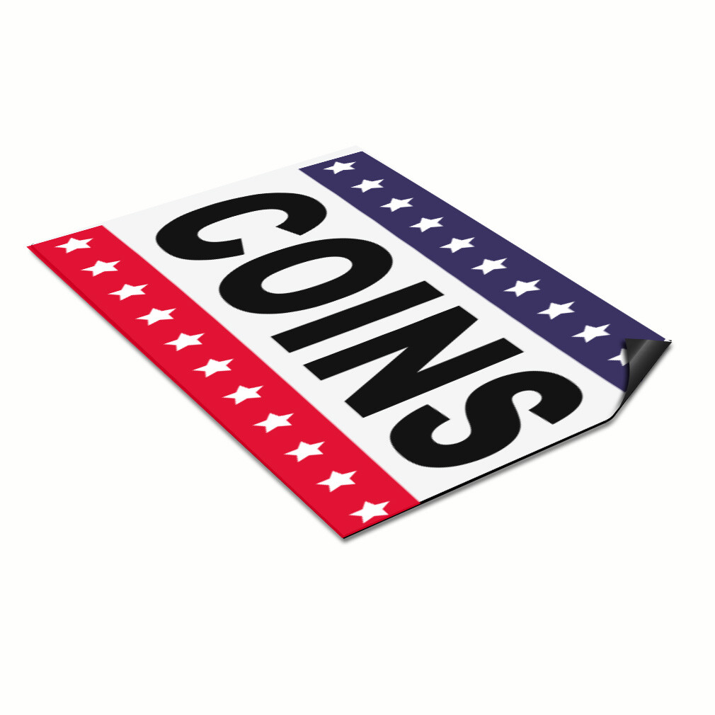 Car Magnet Set of 2 Coins Black Red Blue Car Advertising Industrial Sign