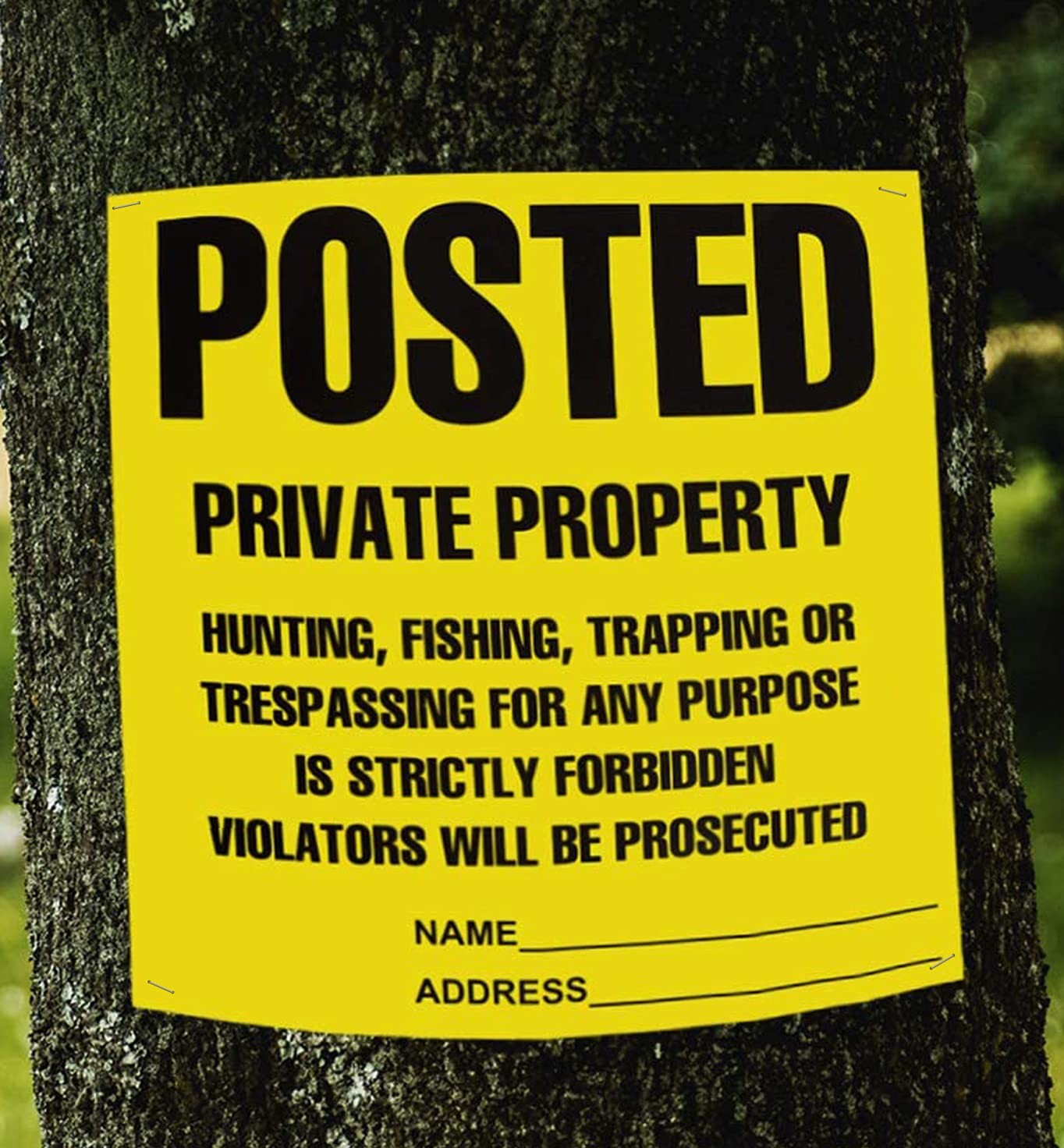 Heavy Duty Posted Signs – No Hunting or Trespassing (Yellow, 11″ X 11″, 100 Pack