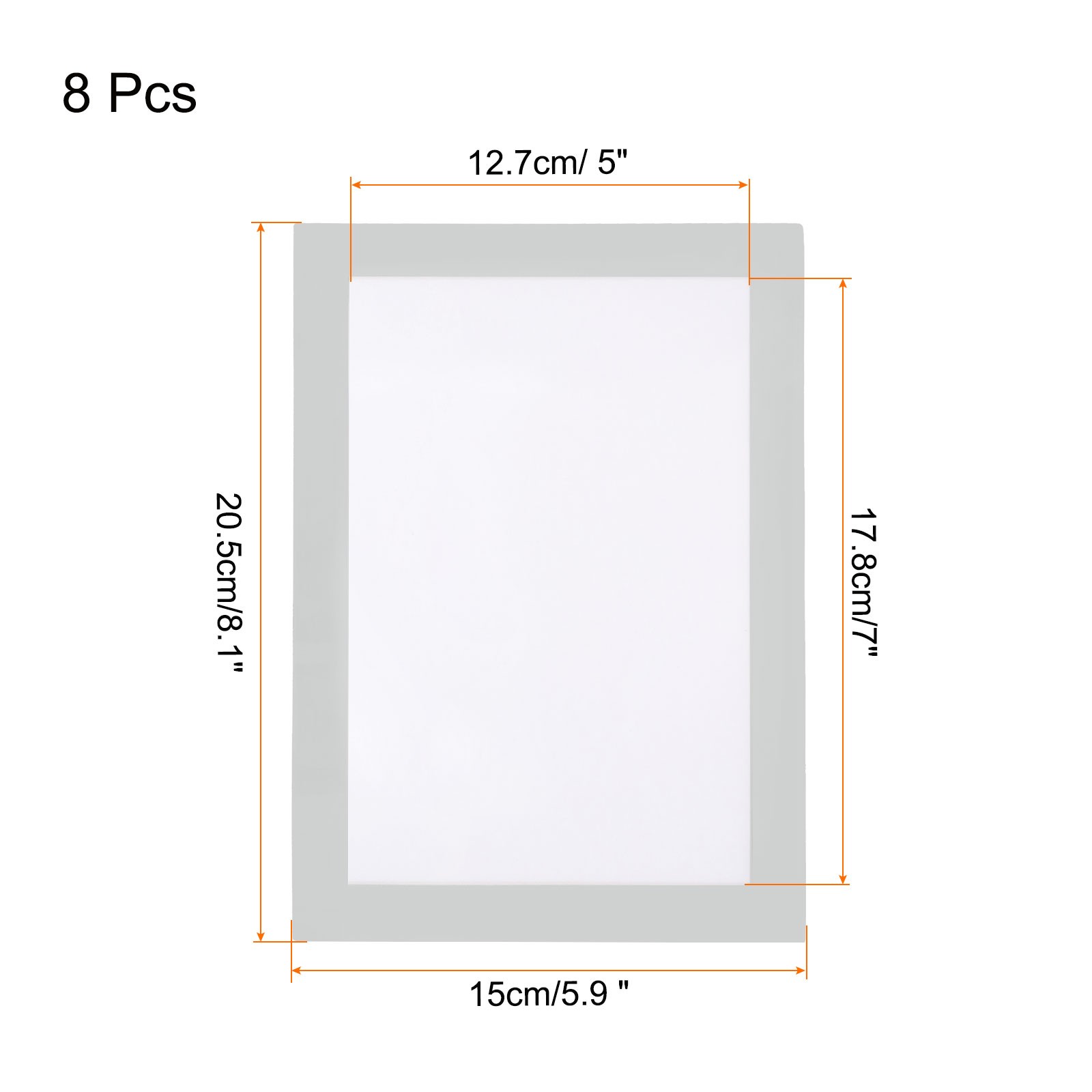 8pcs Self Adhesive Magnetic Wall Sign Holder, 5″x7″ Frame Display,Silver