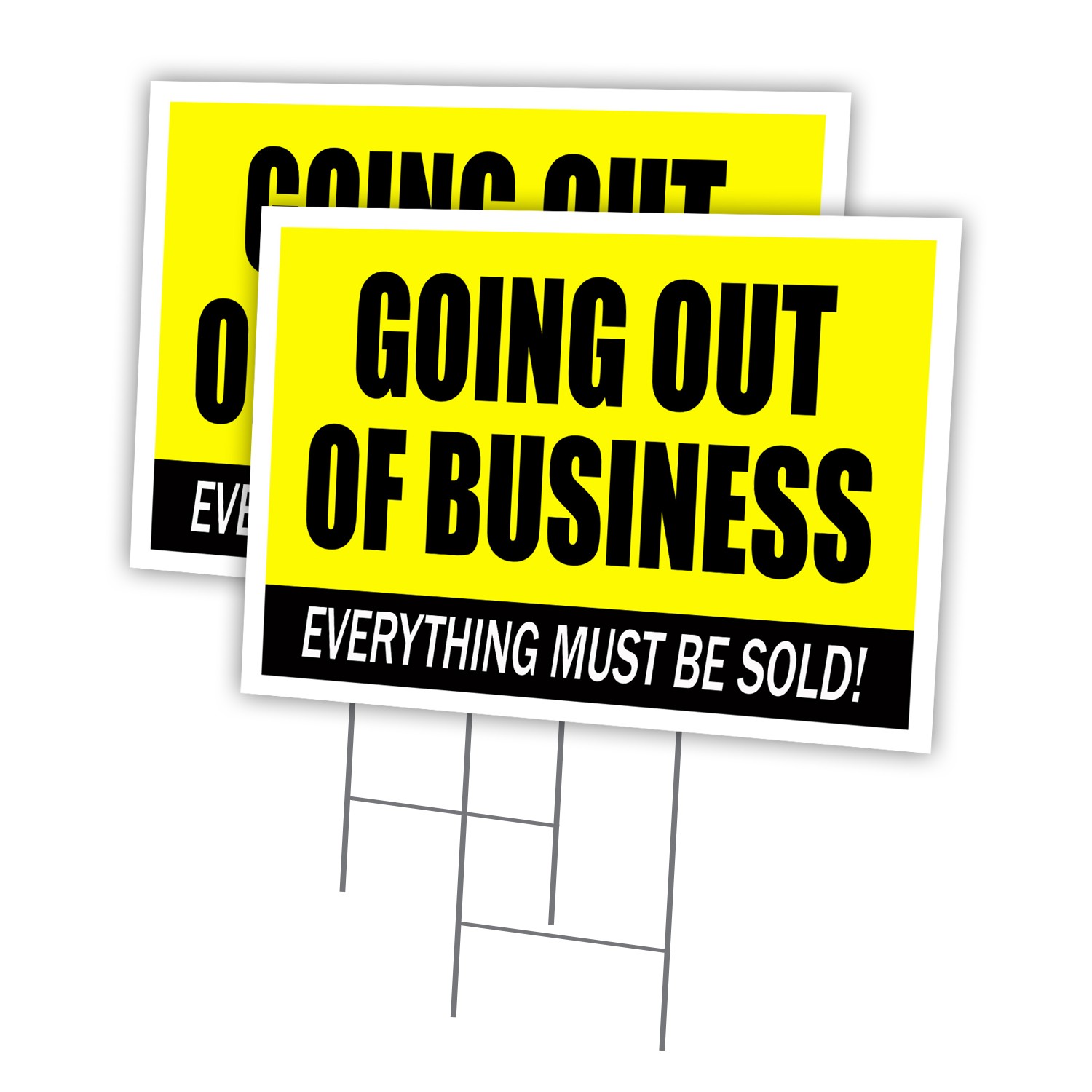 Going Out Of Business Multi-Pack of Yard Signs & Stake plastic coroplast window