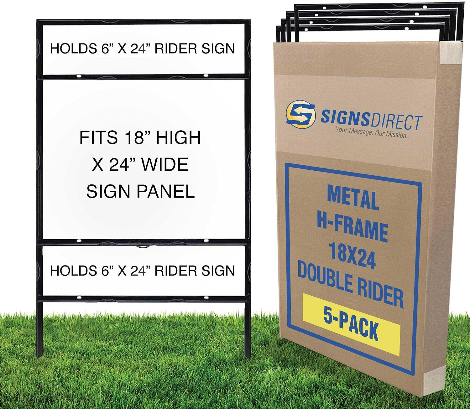 24″X18″ Real Estate Frame – DUAL Rider – Slide-In or Bolt in Sign Holder – 5Pack