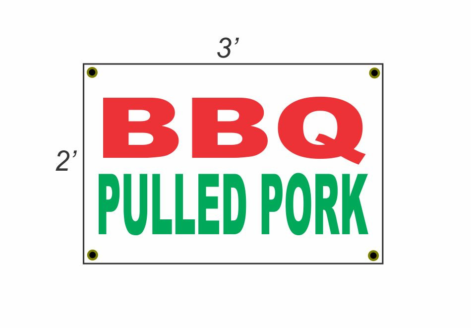2×3 BBQ PULLED PORK Red White & Green Banner Sign NEW Discount Size & Price