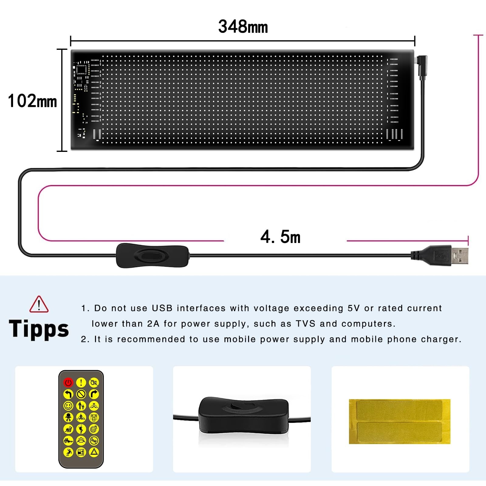 Programmable LED Scrolling Sign for Cars, Trucks & Parties – Bluetooth Control,
