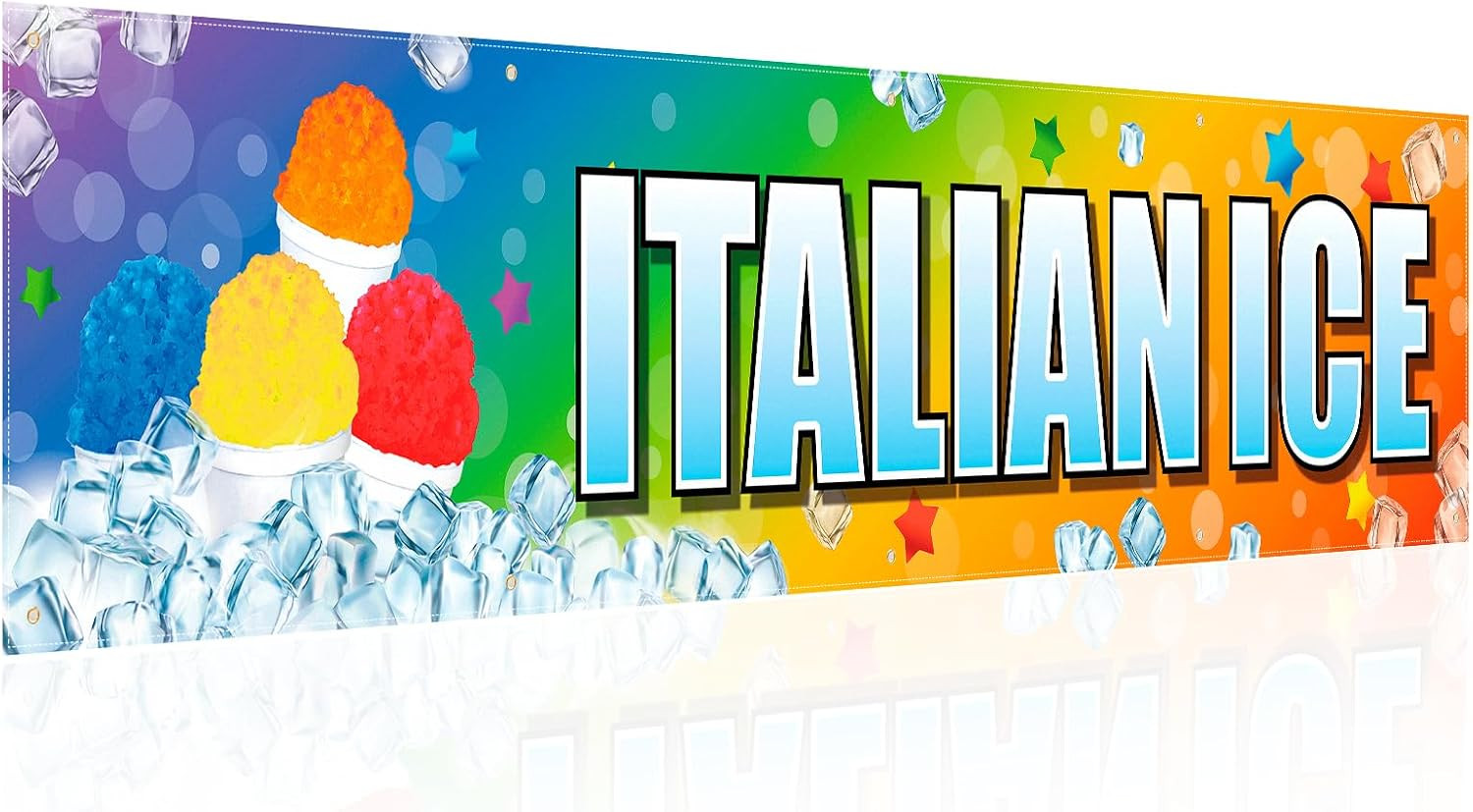 Italian Ice Banners Sign 2 X 10 Feet Italian Ice Flag Oxford Fabric Banners with