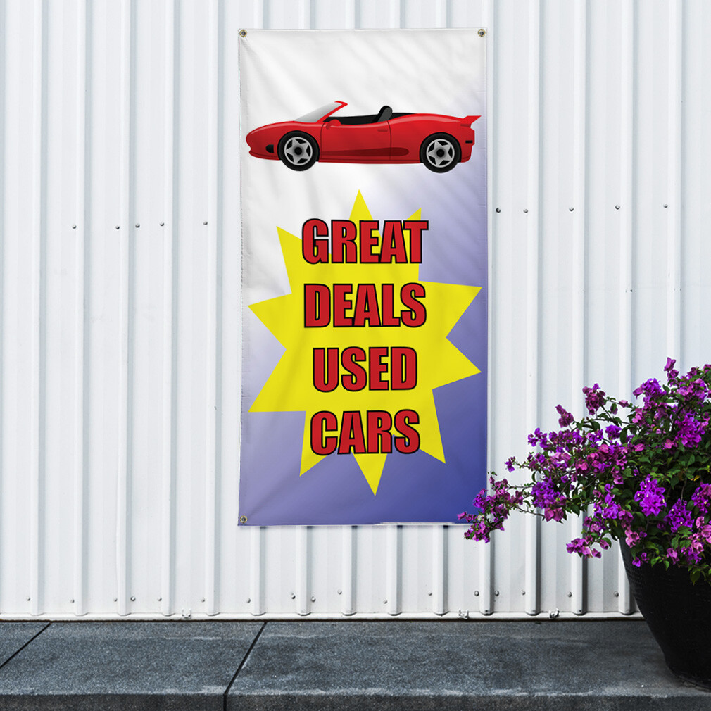 Vertical Vinyl Banner Multiple Sizes Great Deals on Used Cars Red Car Automotive