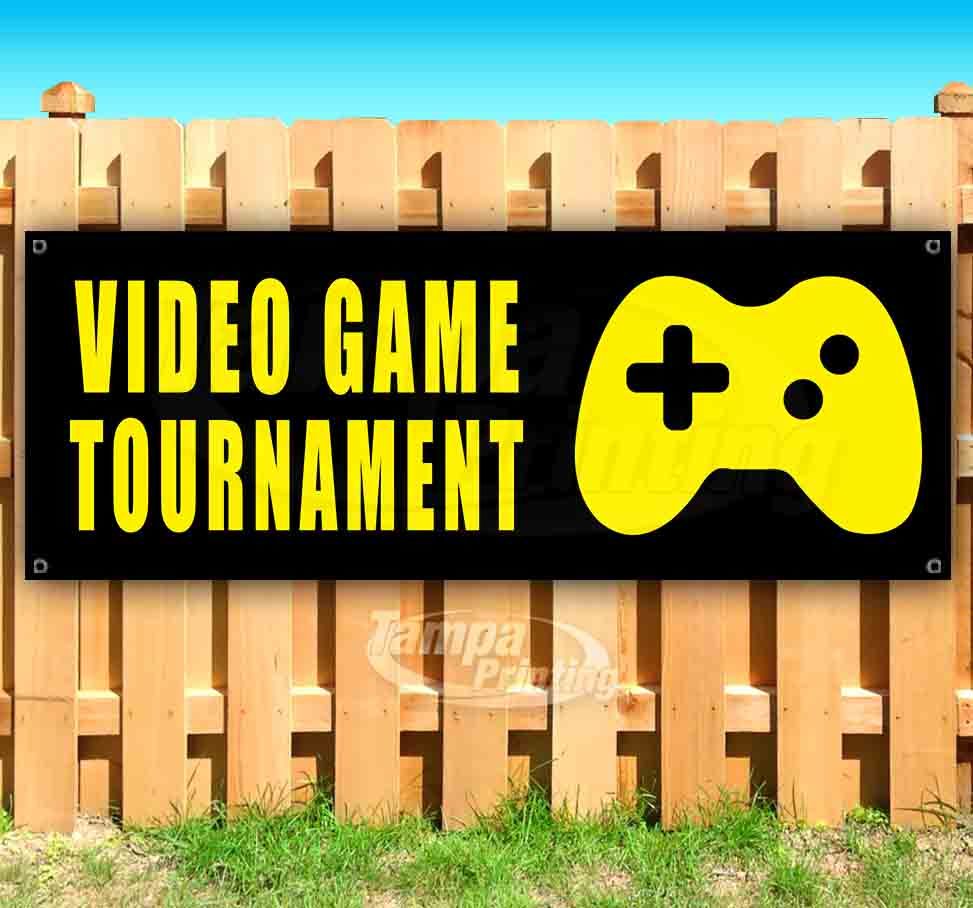 VIDEO GAME TOURNEY BK YEL Advertising Vinyl Banner Flag Sign Many Sizes XBOX PS4