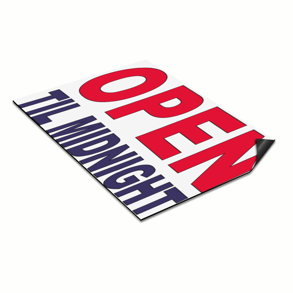 Car Magnet Set of 2 Open till Midnight Red Blue Car Advertising Industrial Sign