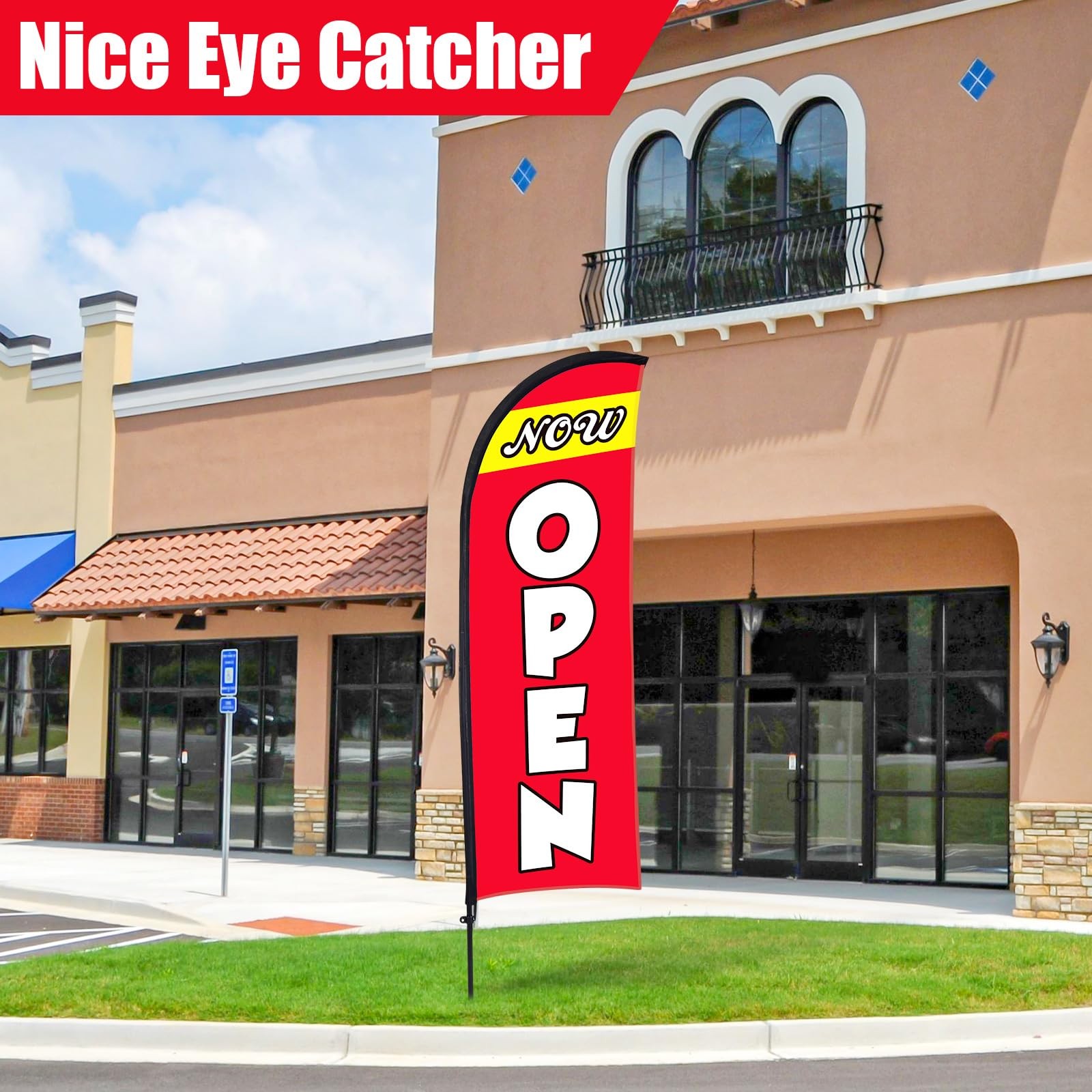 Buryeah Now Open Flag Banner Business Advertising 7 X 5.4 Ft Feather Flag Sign
