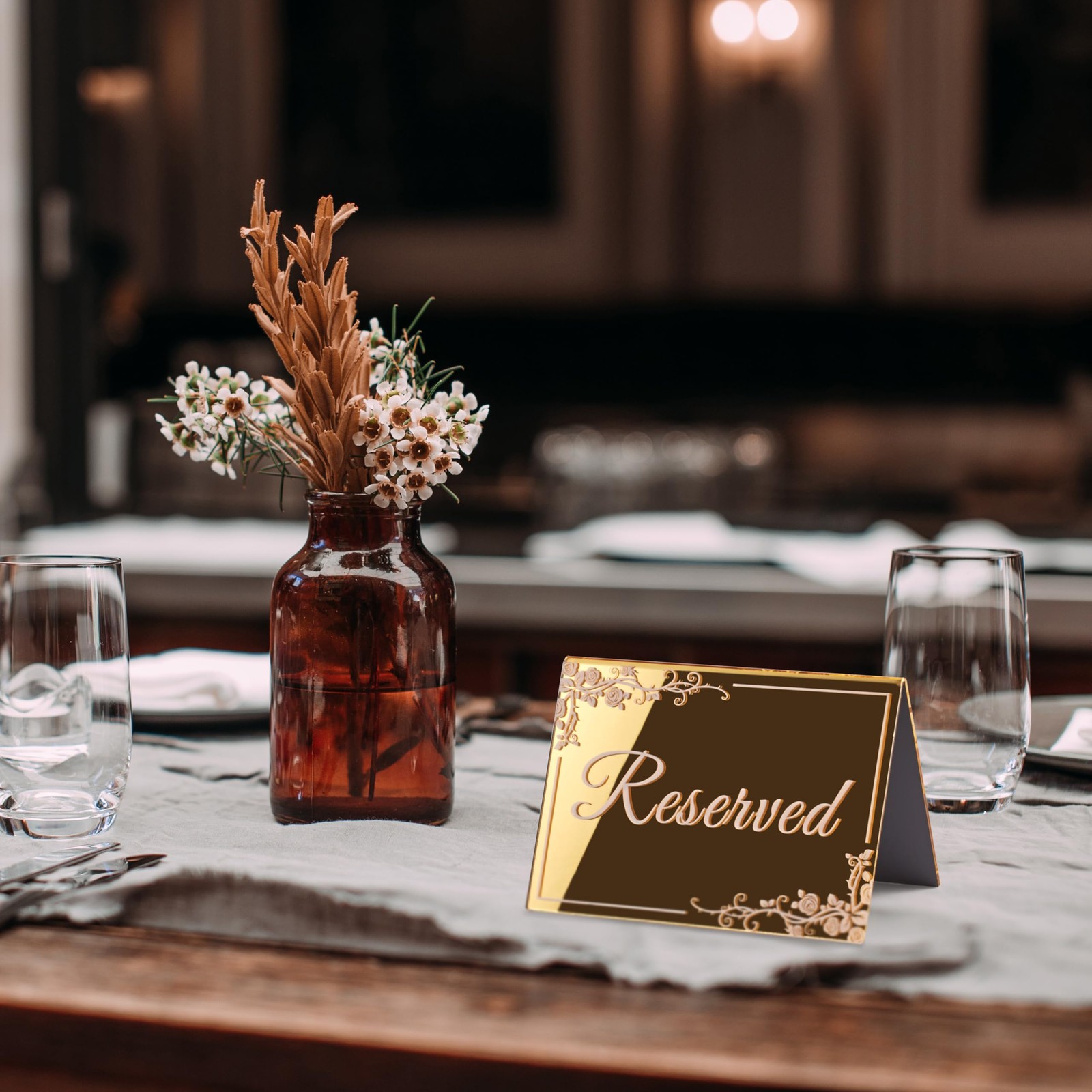 10 PCS Gold Acrylic Reserved Table Signs 6×4 Inch Double Sided Seating Cards
