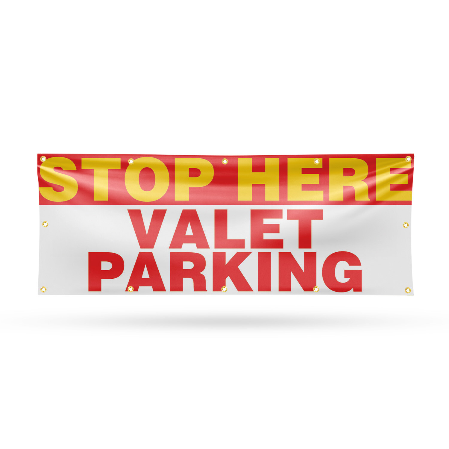 Stop Here Valet Parking Vinyl Banner Sign with Metal Grommets Heavy-Duty