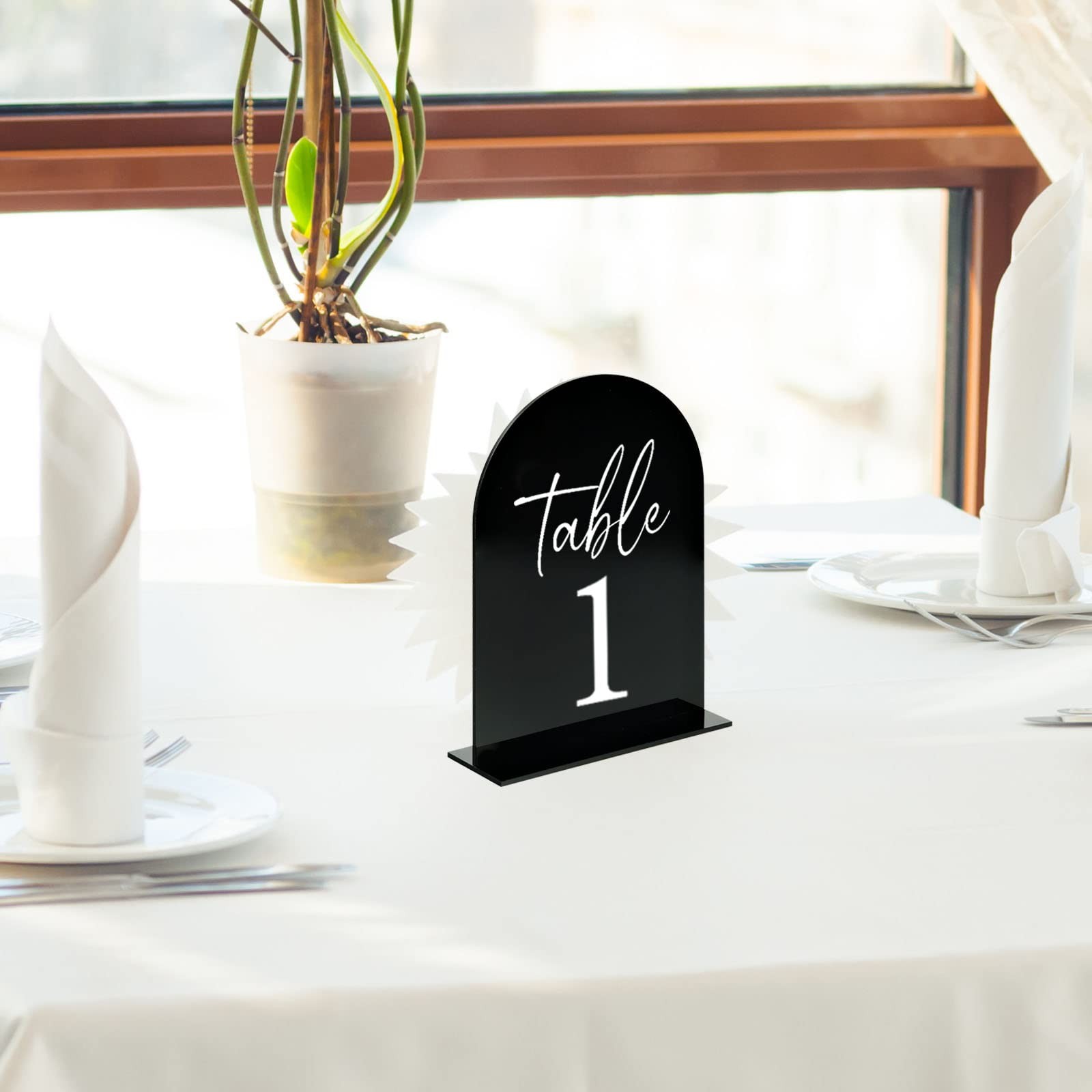 10 PCS Black Arch Acrylic Signs Stands 5×7 Inch Blank Wedding Table Number