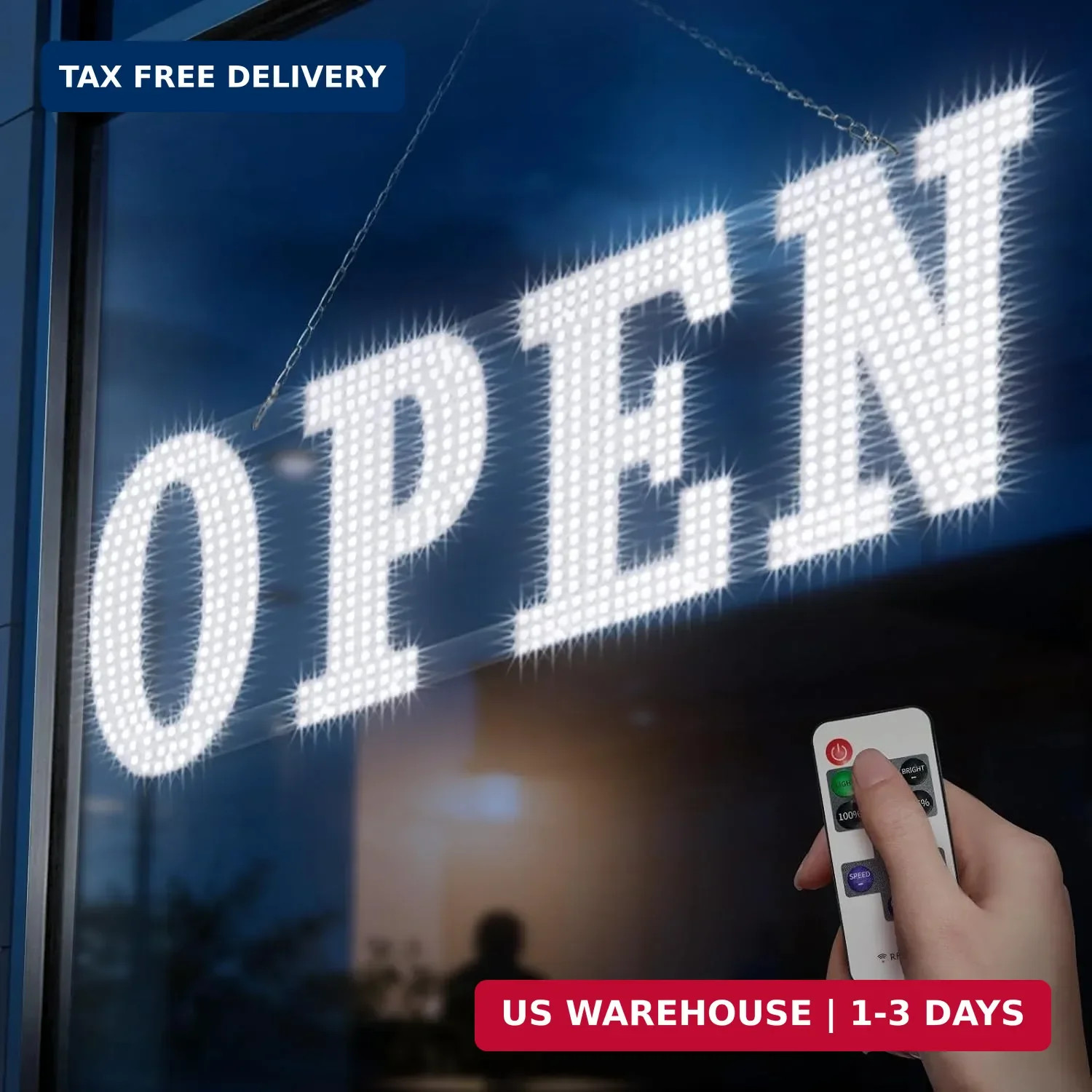40″ x 14″ Large LED Open Sign with Remote Control High Bright Visibility Busines